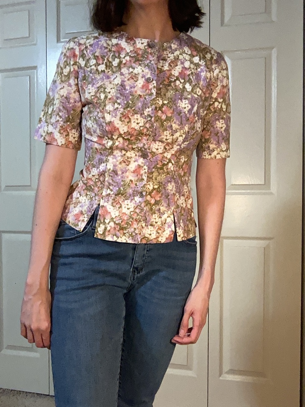 Vintage floral button top
